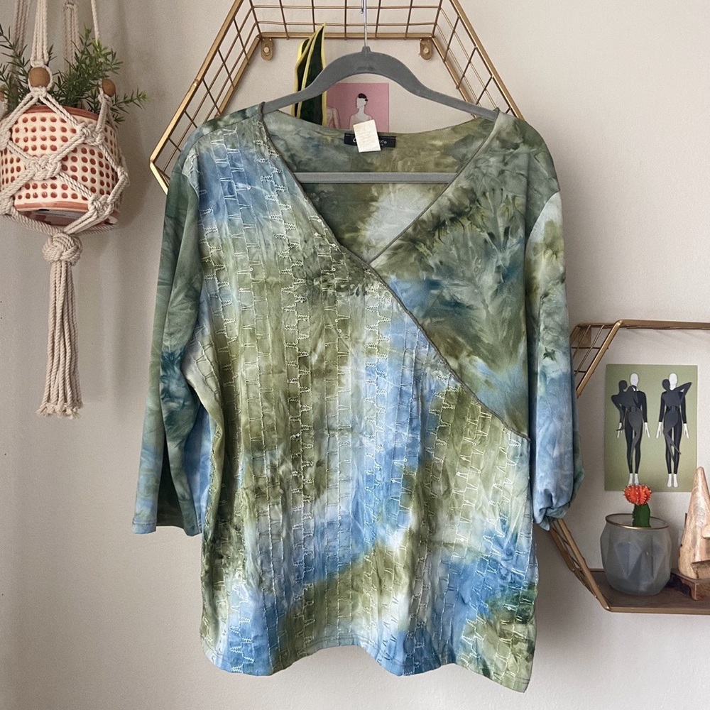 Tie dye mesh blouse